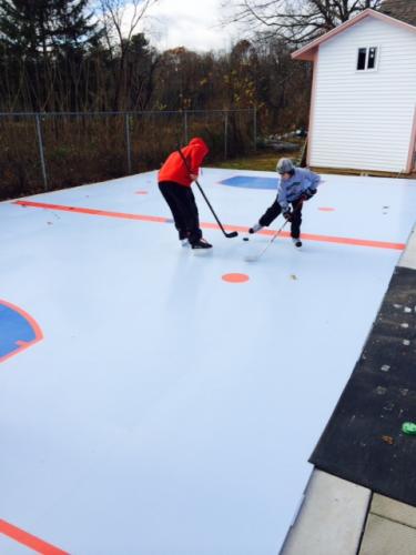 backyard synthetic ice rink in New York